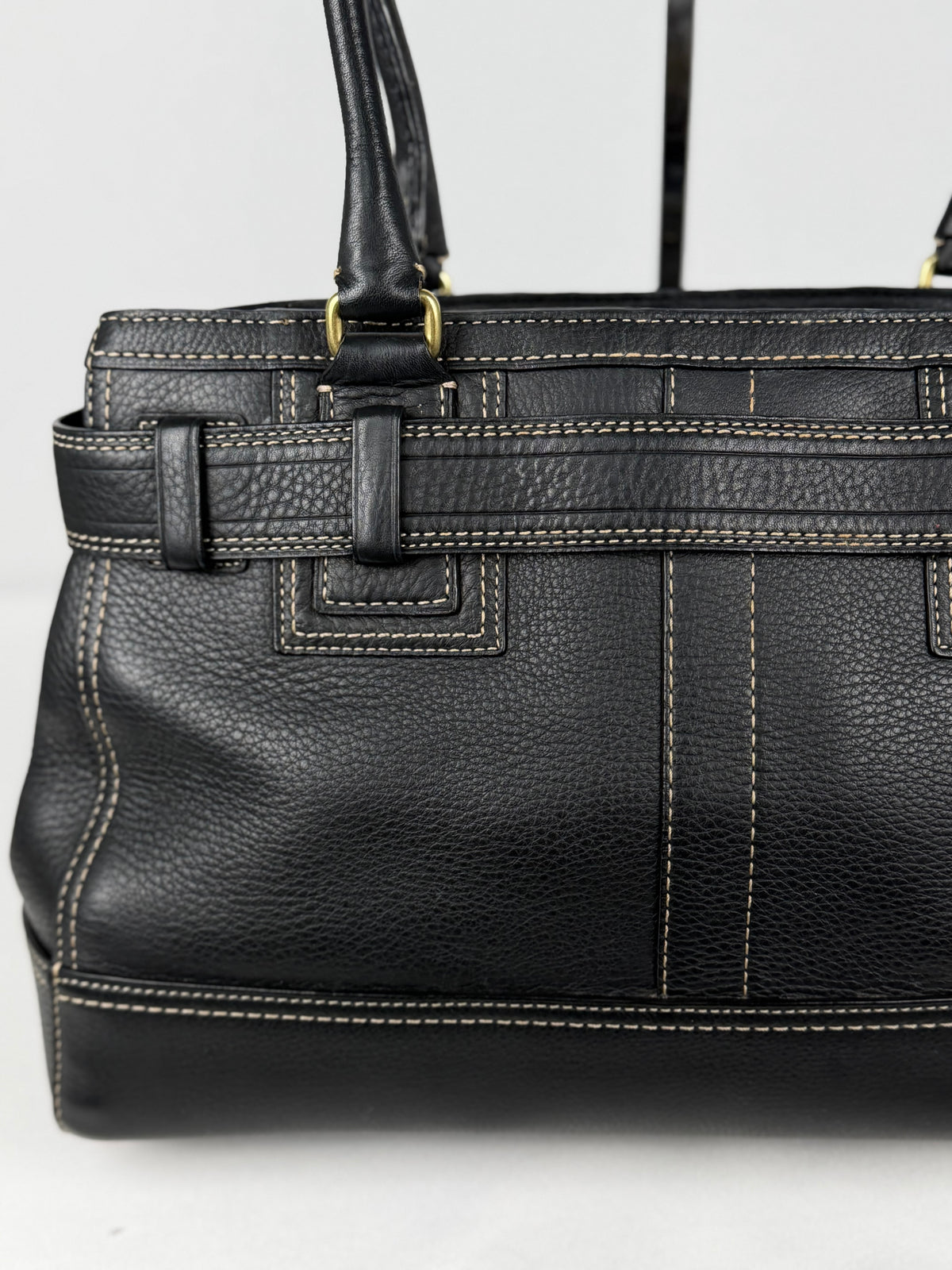 Coach F10213 Hampton Clip Black Pebbled Leather Shoulder Bag