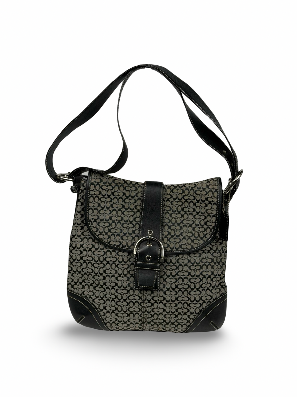 Coach 6376 Soho Signature Black/Grey Monogram Crossbody Shoulder Bag