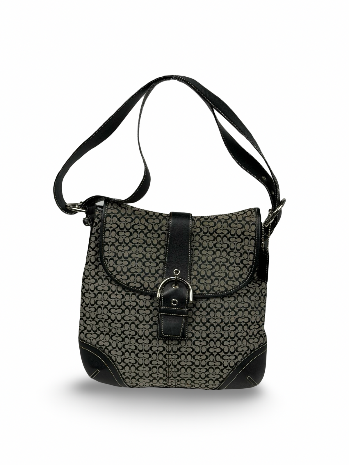 Coach 6376 Soho Signature Black/Grey Monogram Crossbody Shoulder Bag