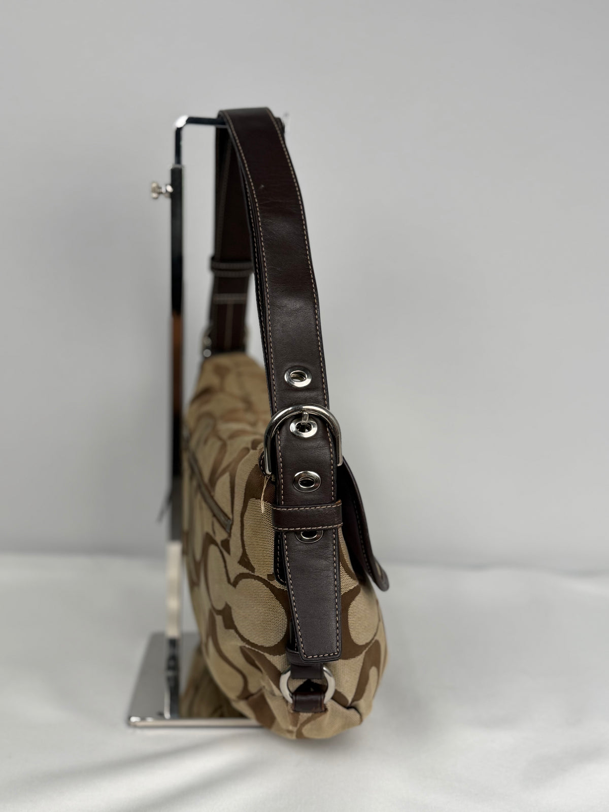 Coach F15171 Signature Brown Monogram Turnlock Shoulder Bag