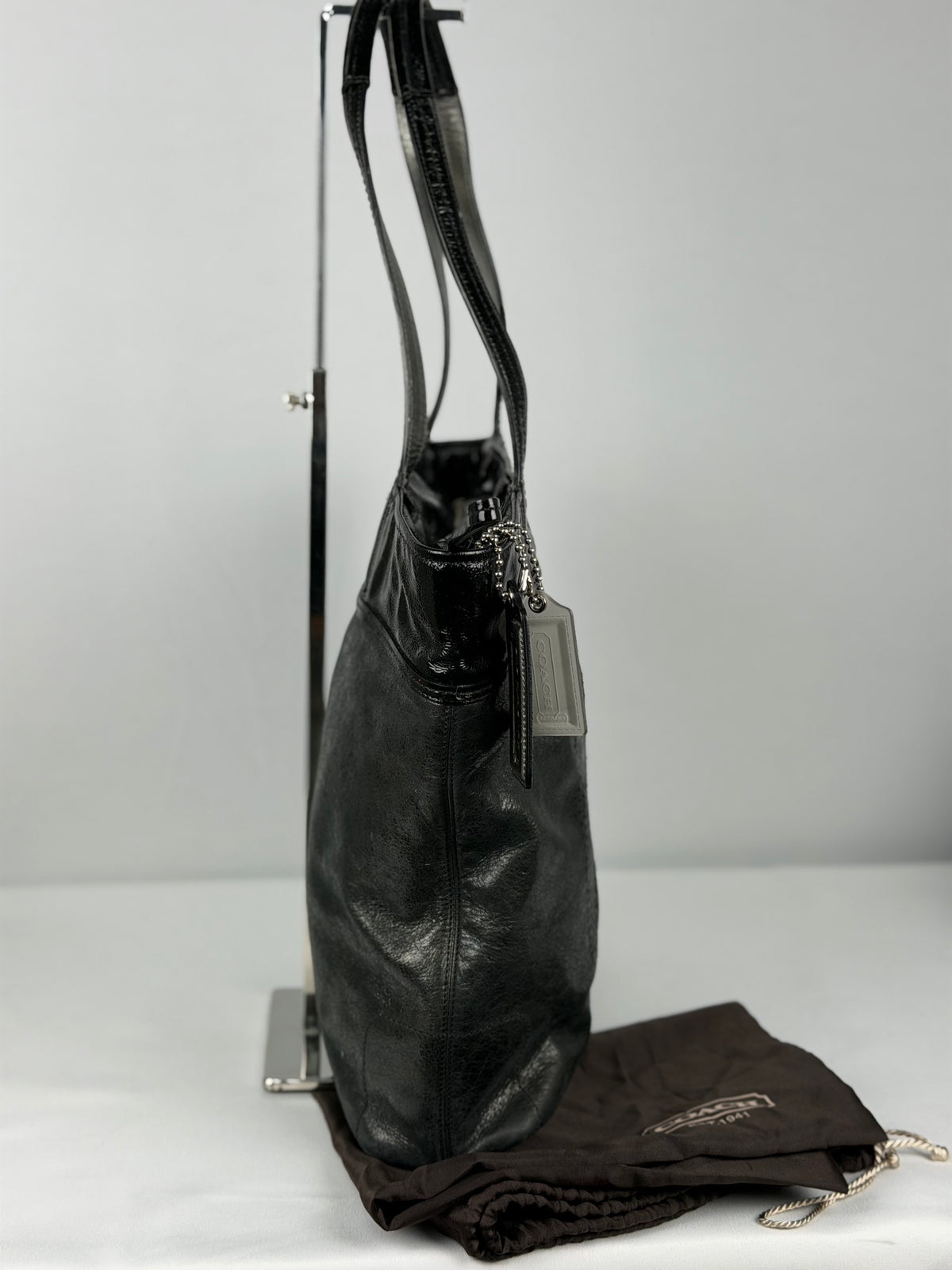 Coach 17041 Black Patent Leather Tote Shoulder Bag