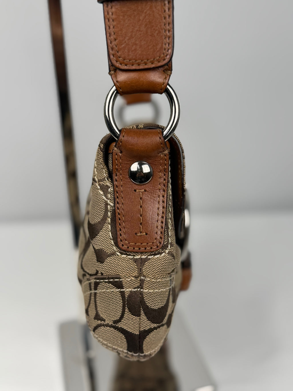 Coach 11860 Soho Signature Brown Monogram Shoulder Bag Brown Leather Trim