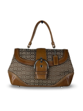 Coach 7078 Soho Signature Brown Monogram Satchel Hand Bag Leather Trim