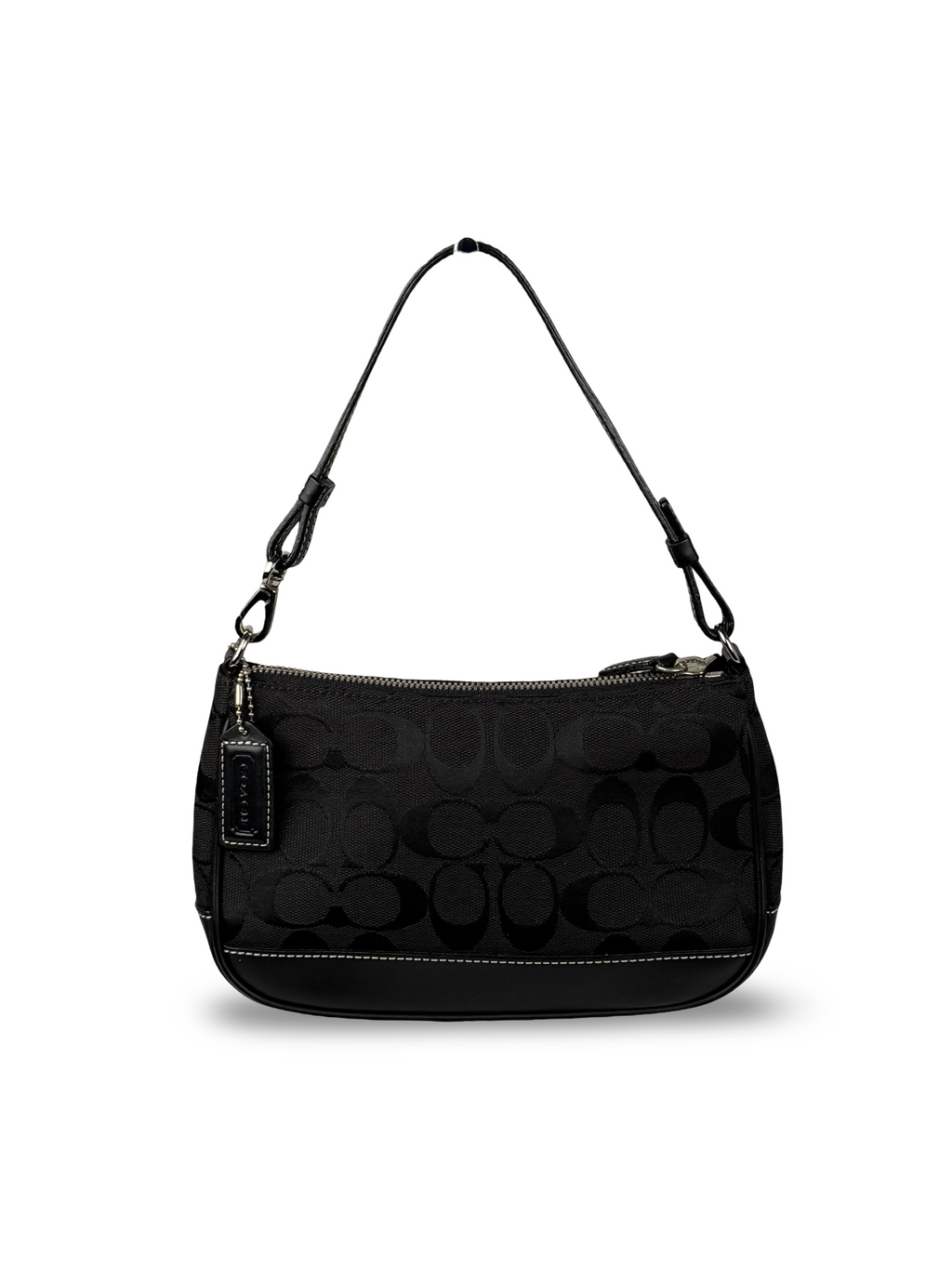 Coach 6094 Demi Signature Black Monogram Mini Shoulder Bag Leather Trim