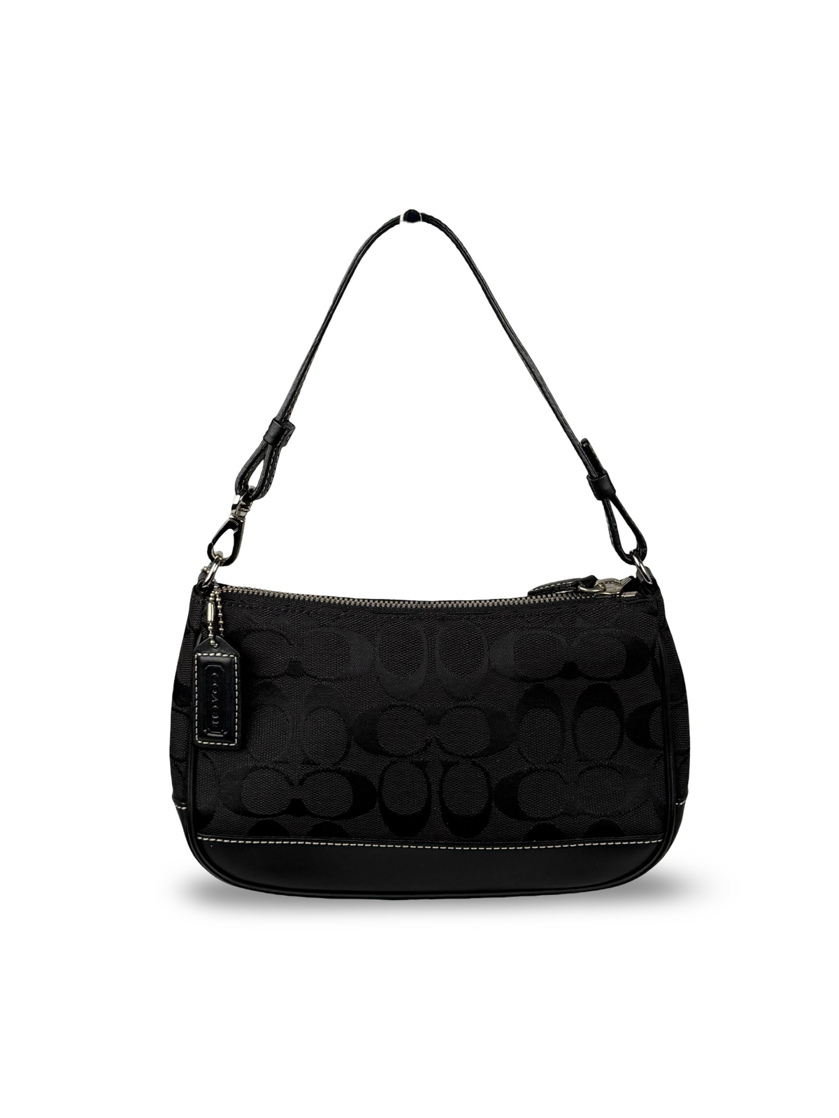 Coach 6094 Demi Signature Black Monogram Mini Shoulder Bag Leather Trim