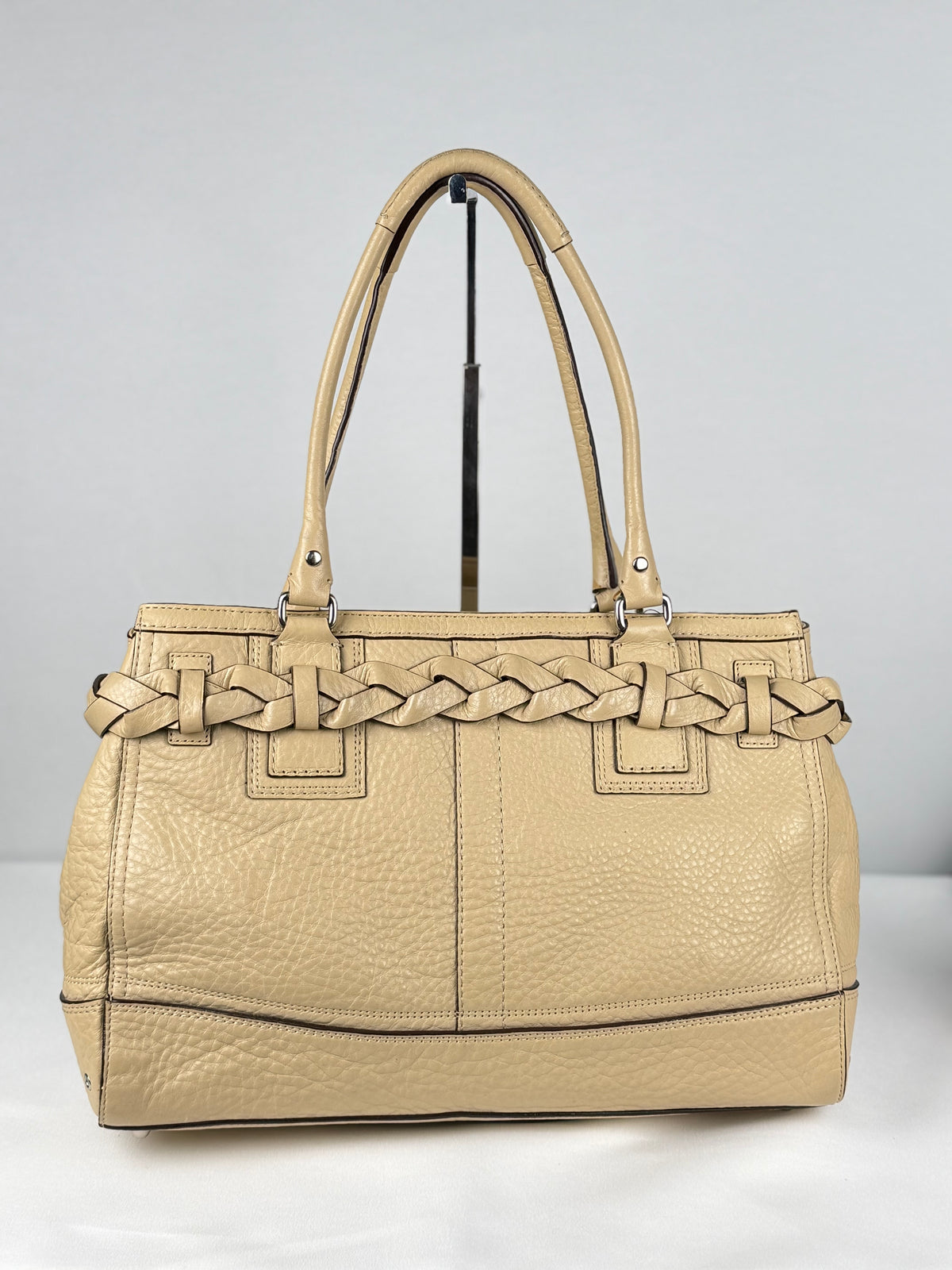 Coach 13087 Hampton Clip Cream Pebbled Leather Shoulder Bag