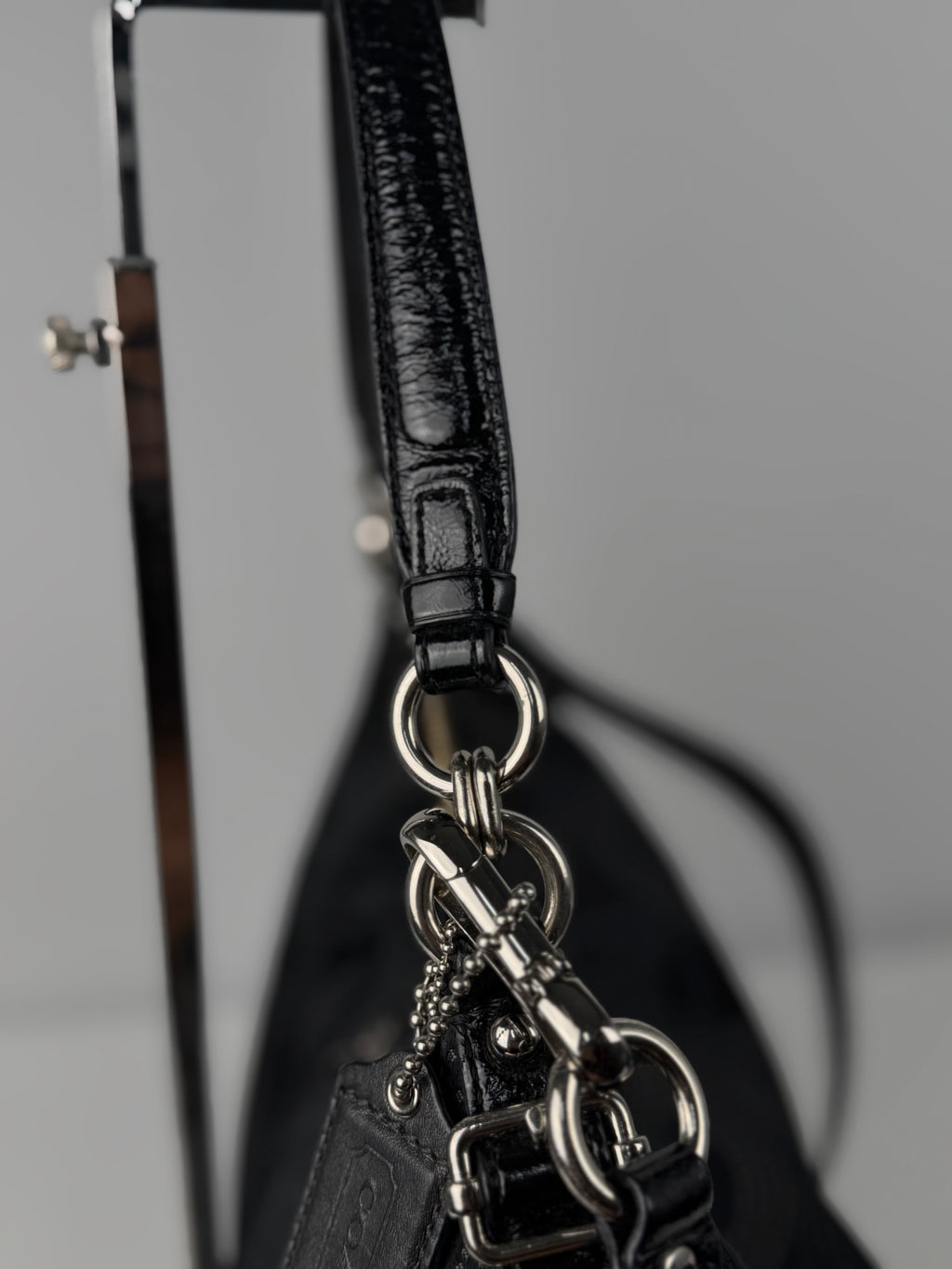 Coach 15929 Madison Black Op Art Shoulder Bag Leather Trim
