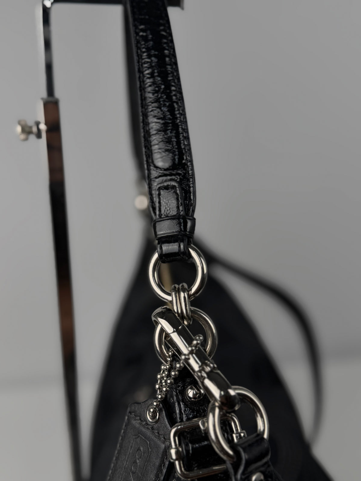 Coach 15929 Madison Black Op Art Shoulder Bag Leather Trim