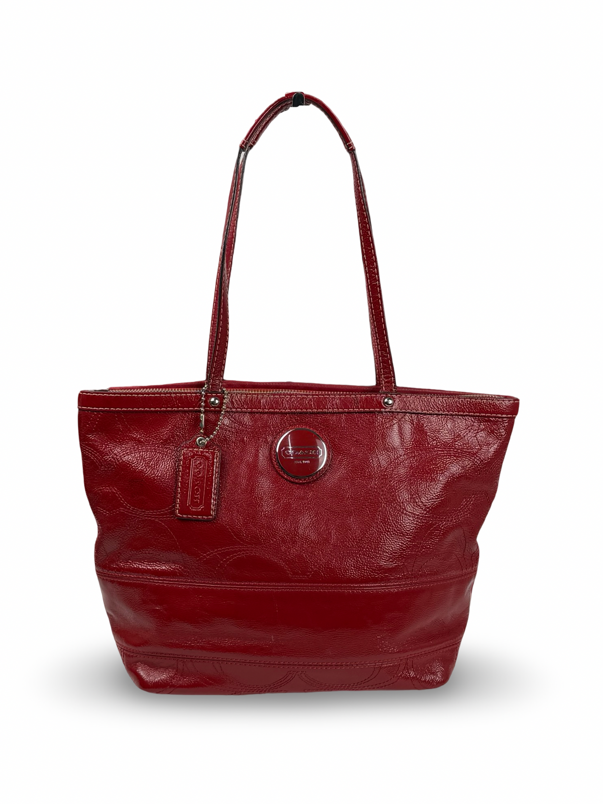 Coach F15142 Red Patent Leather Signature Shoulder Bag