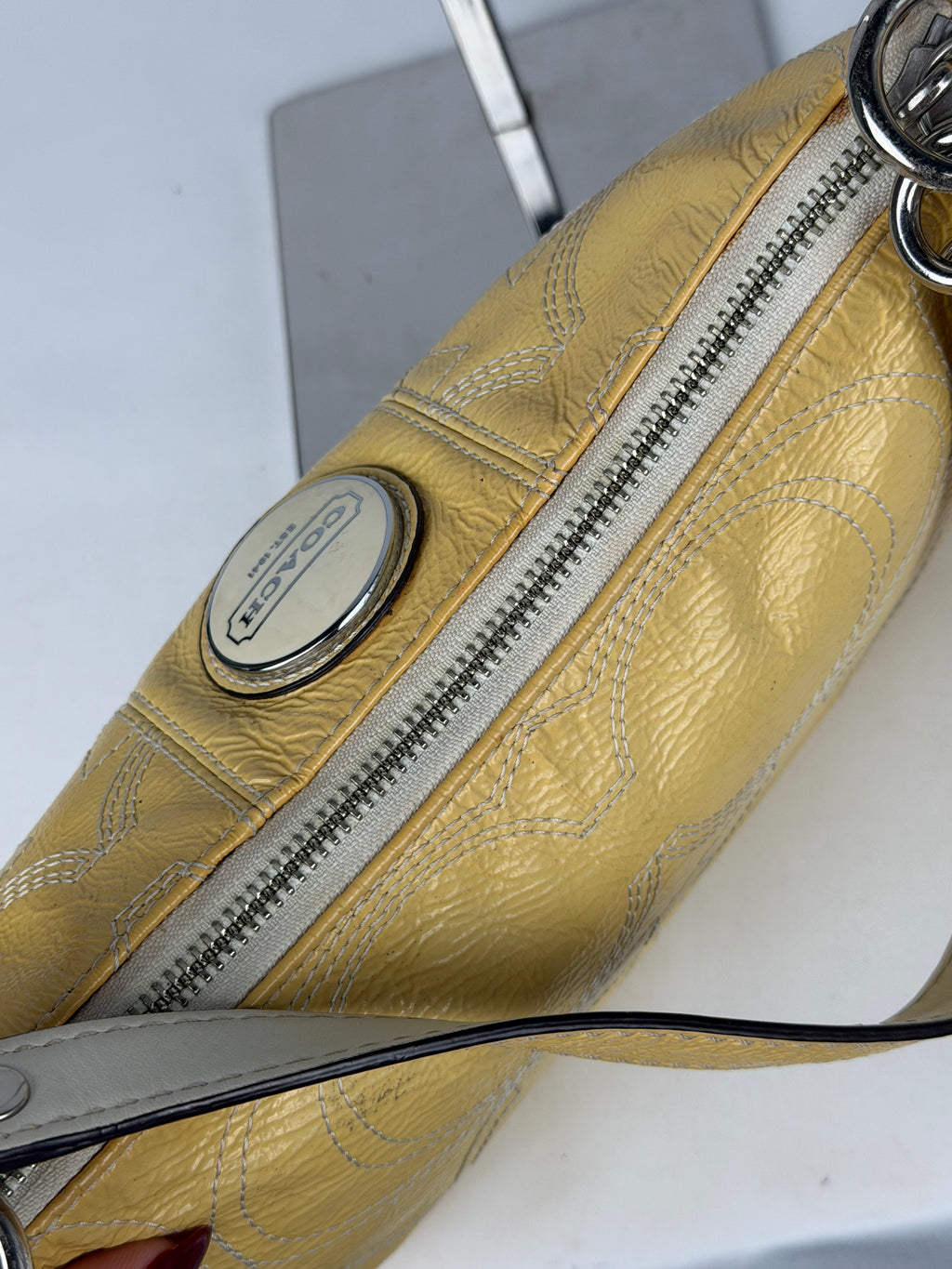 Coach F15141 Yellow Patent Leather Shoulder Bag