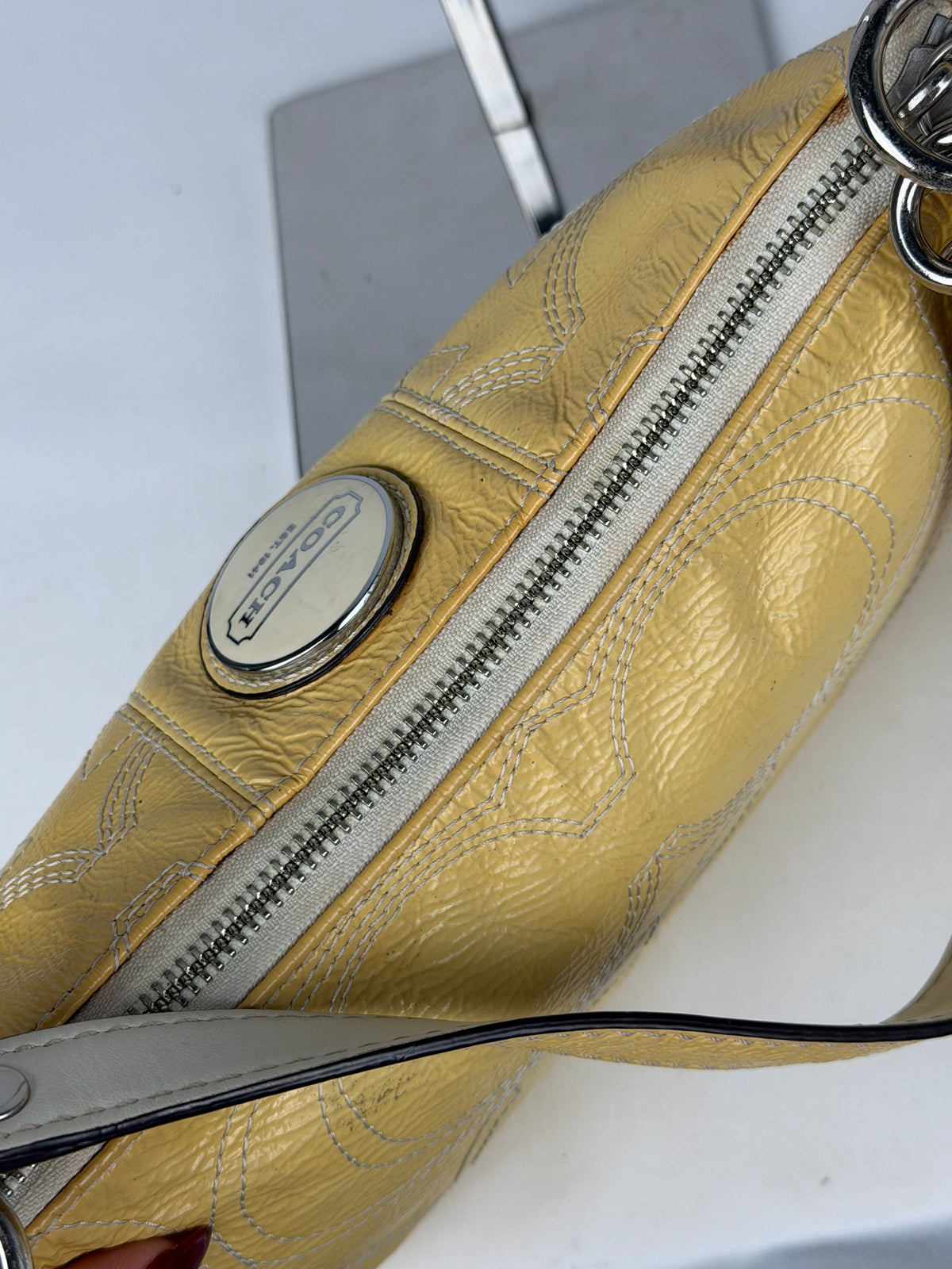 Coach F15141 Yellow Patent Leather Shoulder Bag