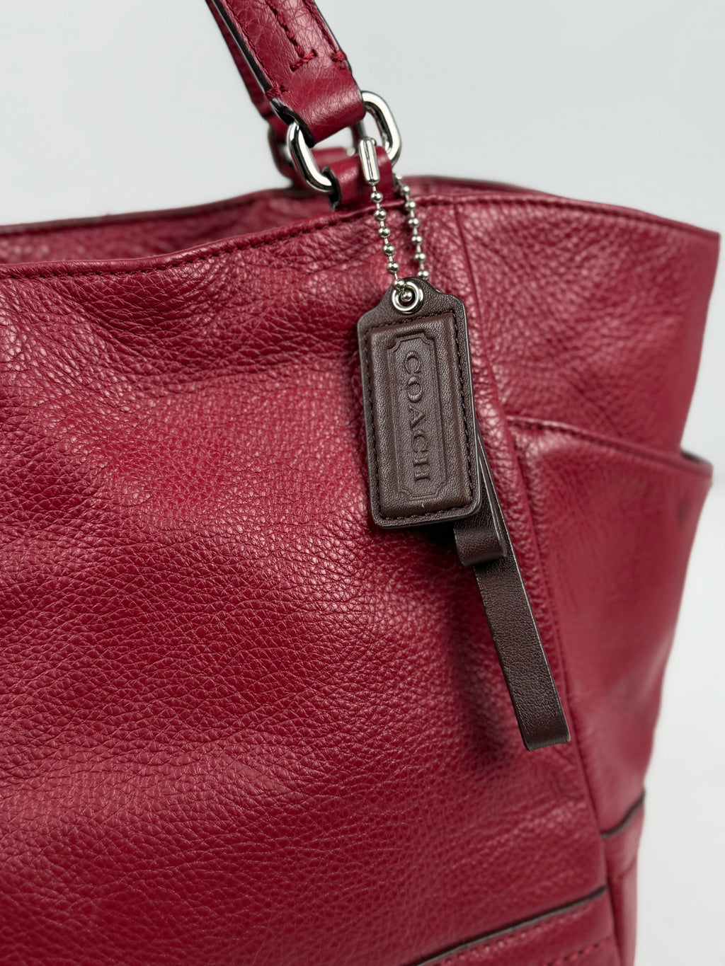 Coach F23284 Pink/Red Pebbled Leather Shoulder Bag