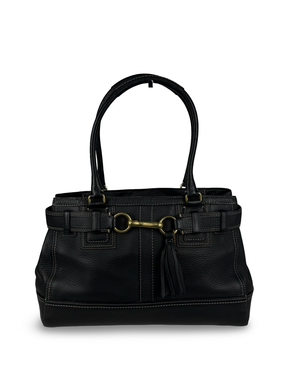 Coach F10213 Hampton Clip Black Pebbled Leather Shoulder Bag