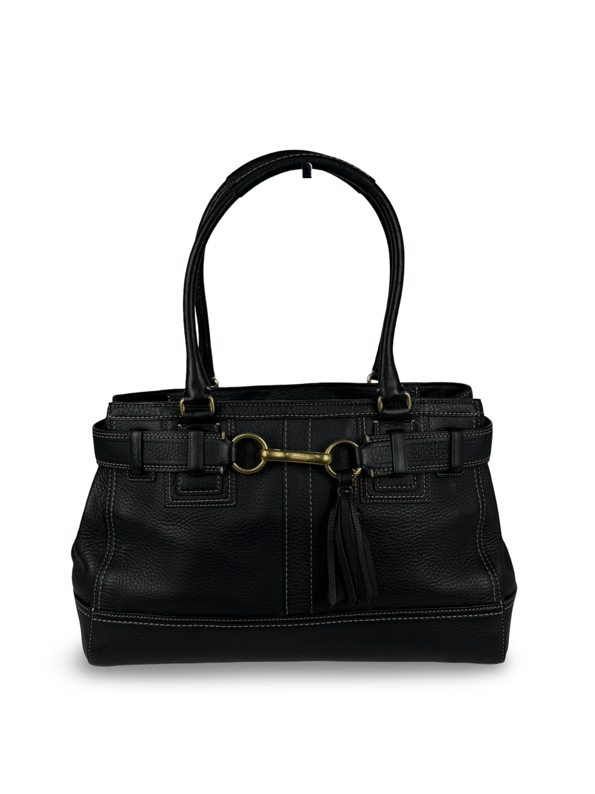 Coach F10213 Hampton Clip Black Pebbled Leather Shoulder Bag