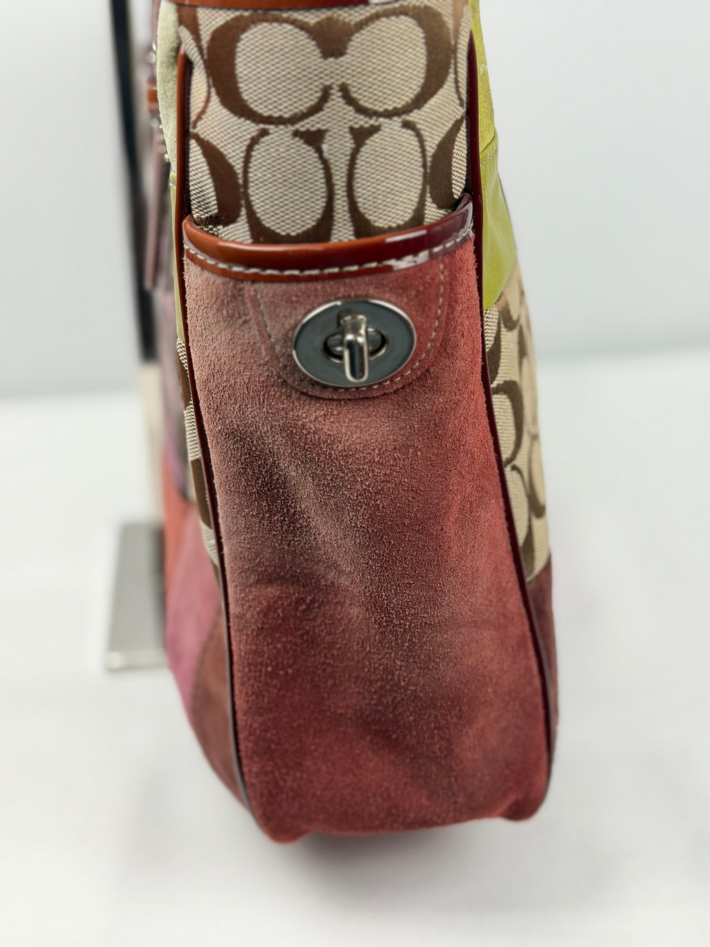 Coach 1437 Rare Patchwork Pink Multi Coloured Suede/Canvas/Leather Gallery Tote Shoulder Bag
