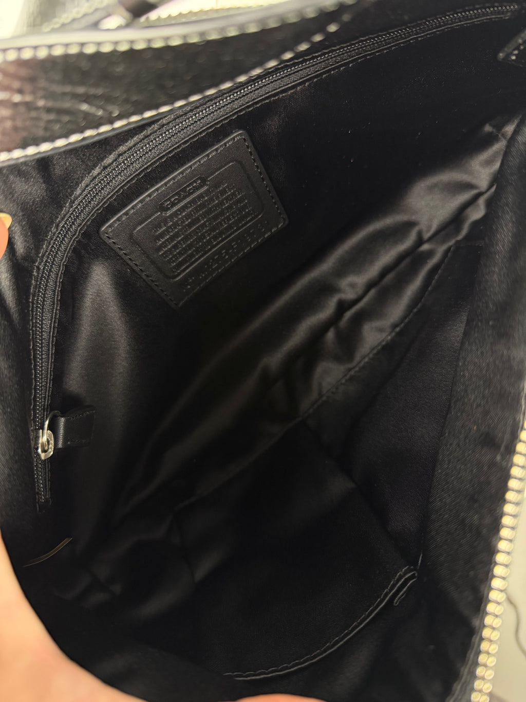Coach F19731 Signature Black Monogram Shoulder Bag Black Patent Leather Trim