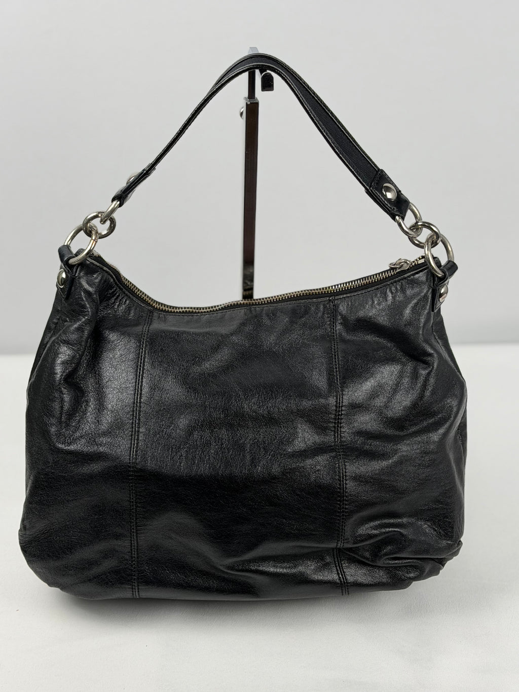 Coach 14561 Poppy Black Leather Double Pocket Shoulder Bag