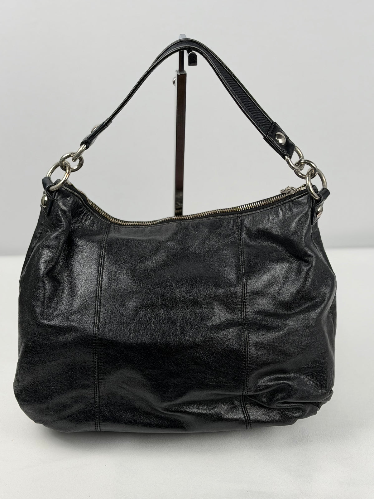 Coach 14561 Poppy Black Leather Double Pocket Shoulder Bag