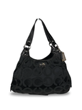 Coach 14305 Maggie Black Optic Art Monogram Shoulder Bag Leather Trim