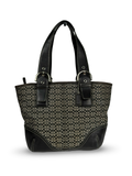 Coach 6383 Signature Black Monogram Shoulder Bag Leather Trim