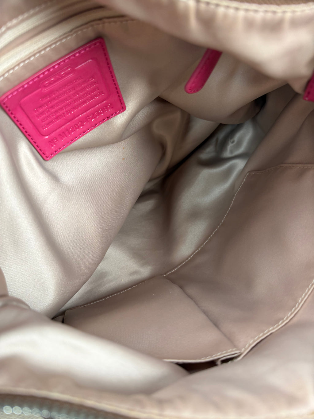 Coach F23392 Daisy Signature Brown Monogram Double Pocket Shoulder Bag Pink Leather Trim