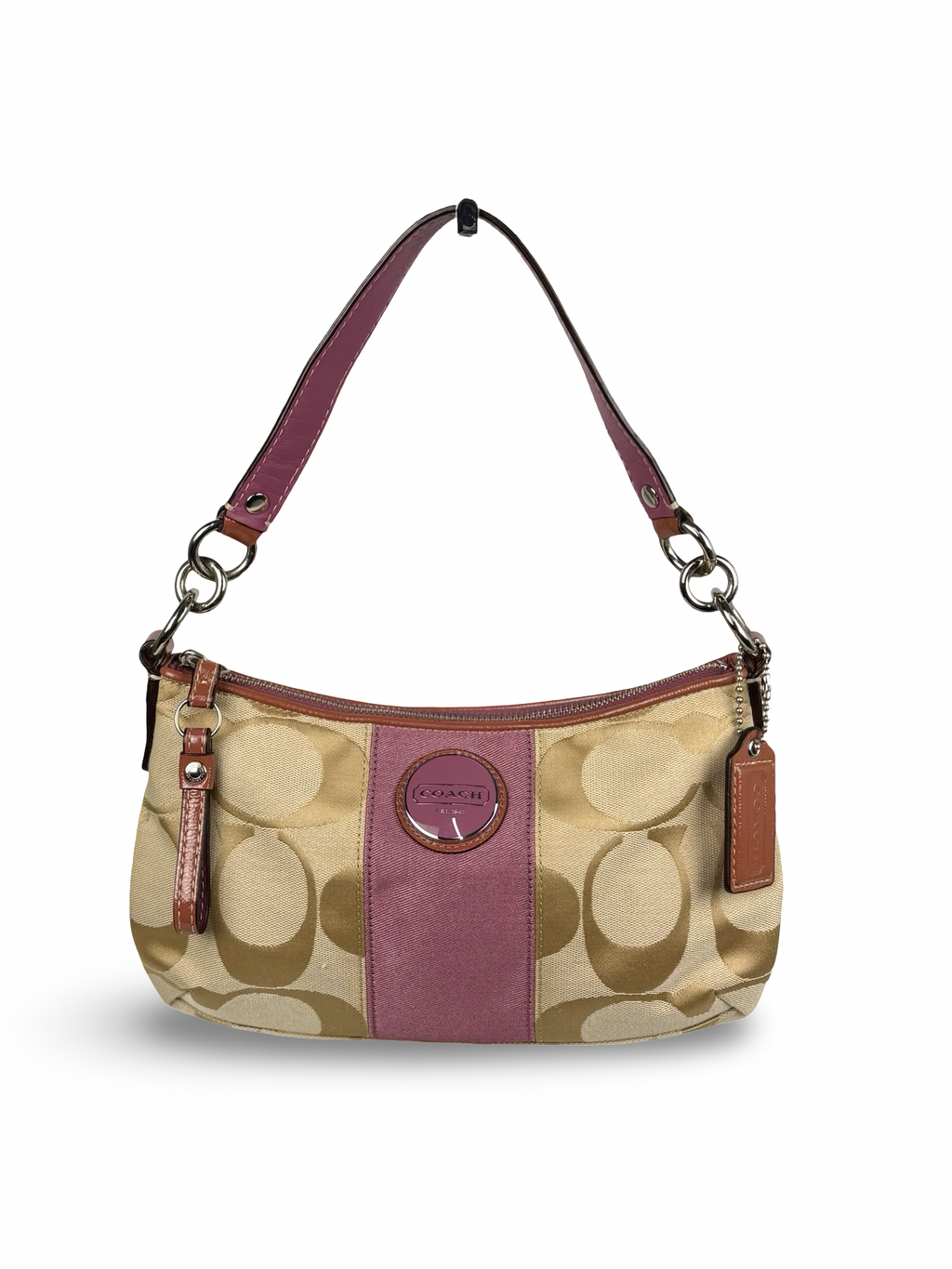 Coach F15111 Beige/Purple Monogram Shoulder Bag