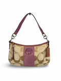 Coach F15111 Beige/Purple Monogram Shoulder Bag