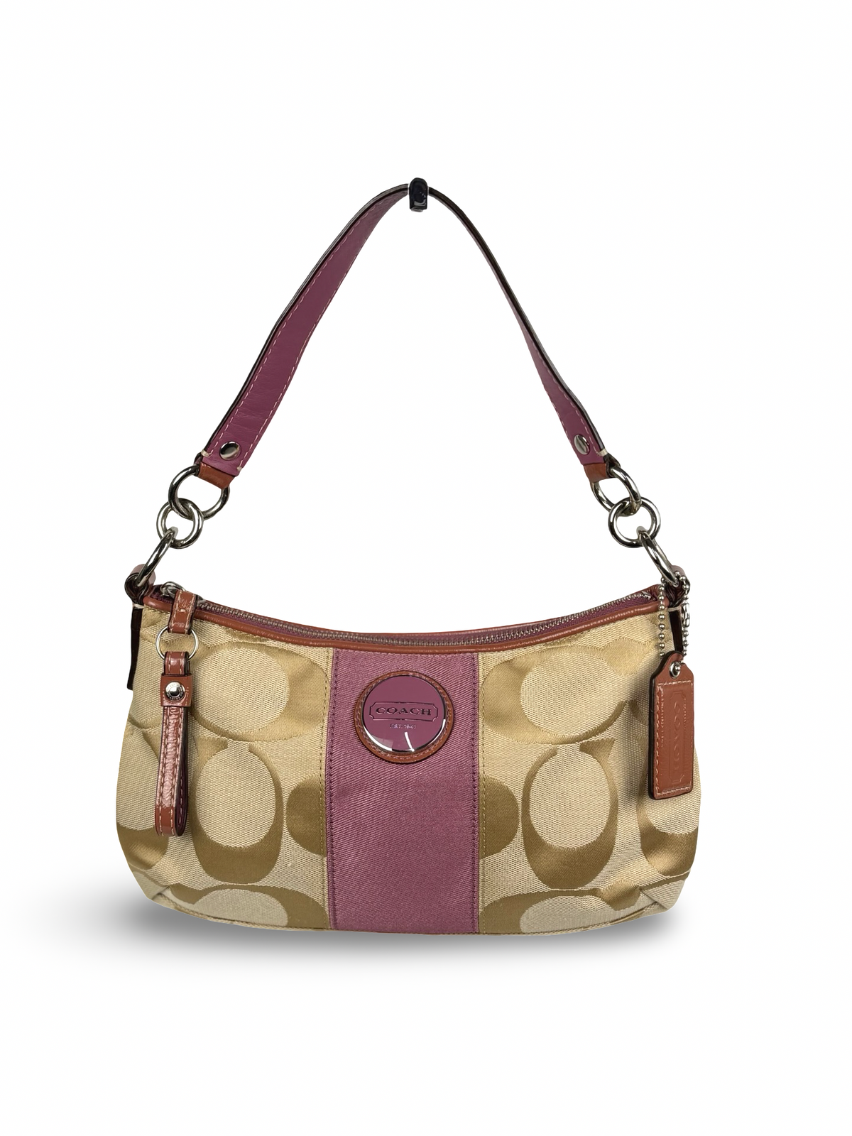 Coach F15111 Beige/Purple Monogram Shoulder Bag