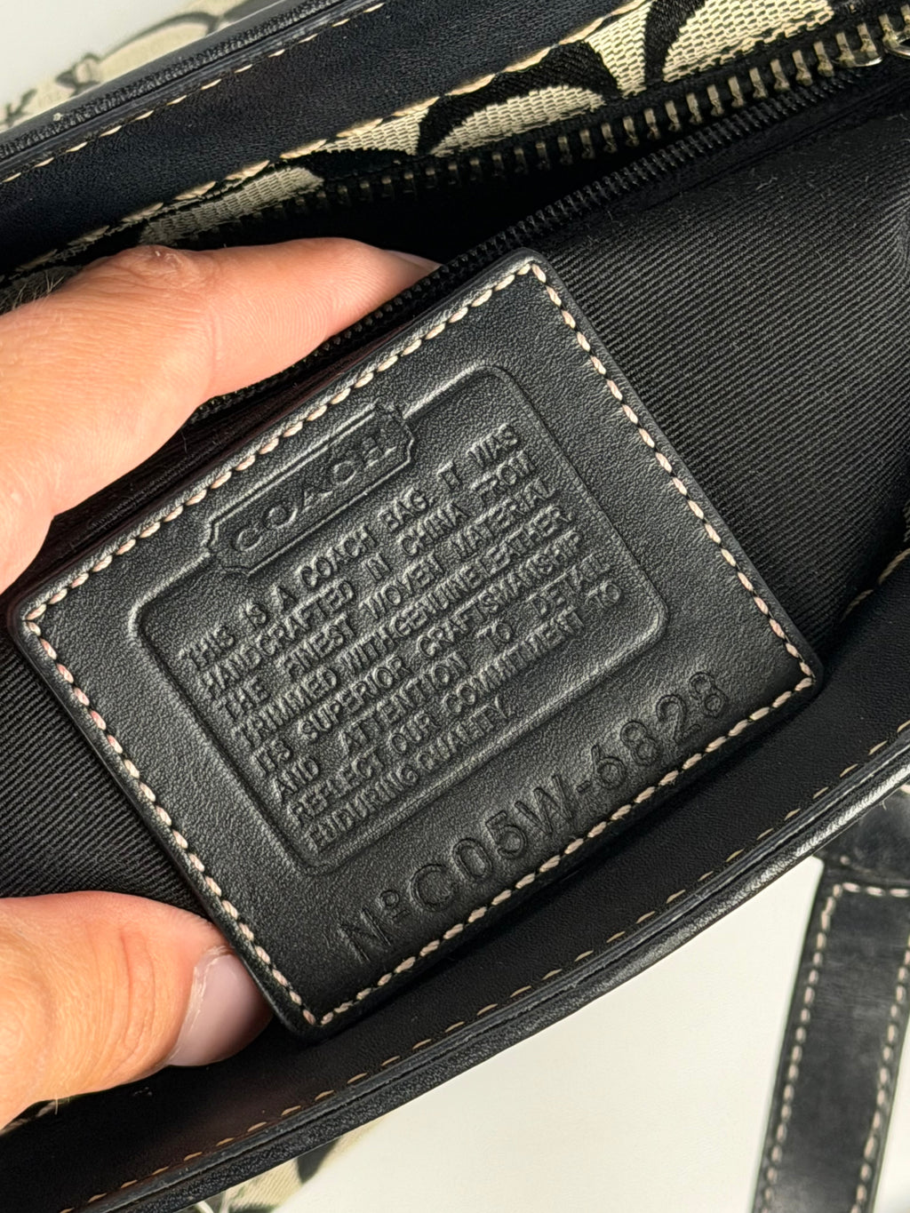 Coach 6828 Boston Signature Grey/Black Monogram Shoulder Bag Leather Trim