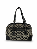 Coach 6828 Boston Signature Grey/Black Monogram Shoulder Bag Leather Trim