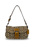 Coach F15668 Soho Signature Brown Monogram Shoulder Bag Leather Trim