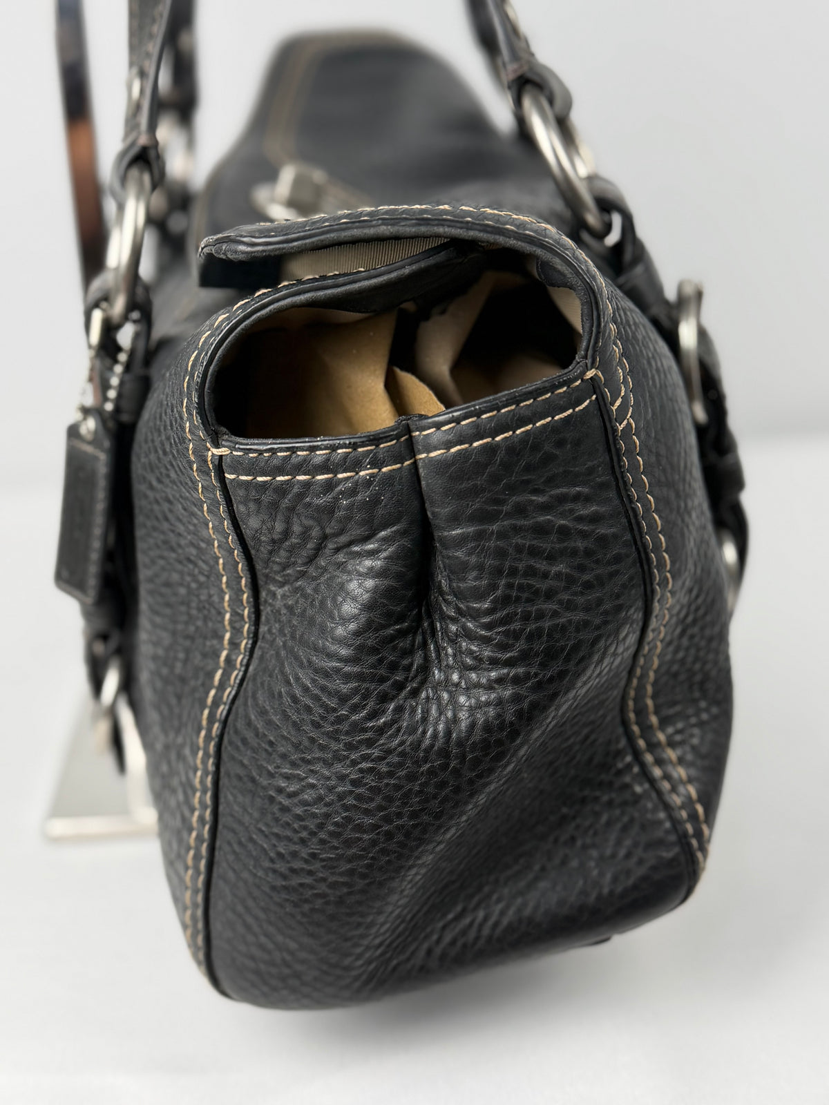 Coach F12334 Chelsea Turnlock Black Pebbled Leather Shoulder Bag