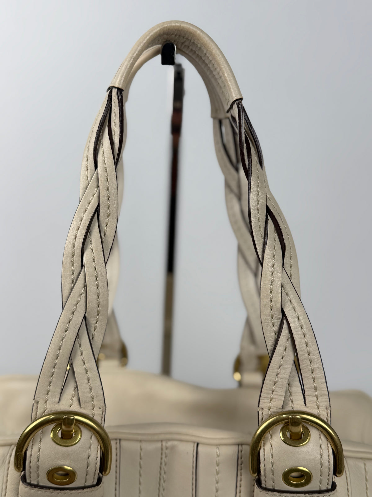 Coach 10048 Mia White/Cream Leather Double Pocket Soho Shoulder Bag