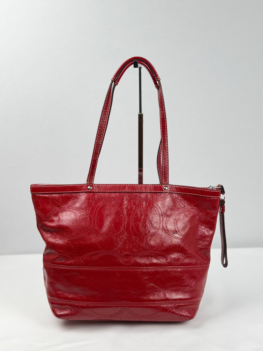 Coach F15142 Red Patent Leather Signature Shoulder Bag