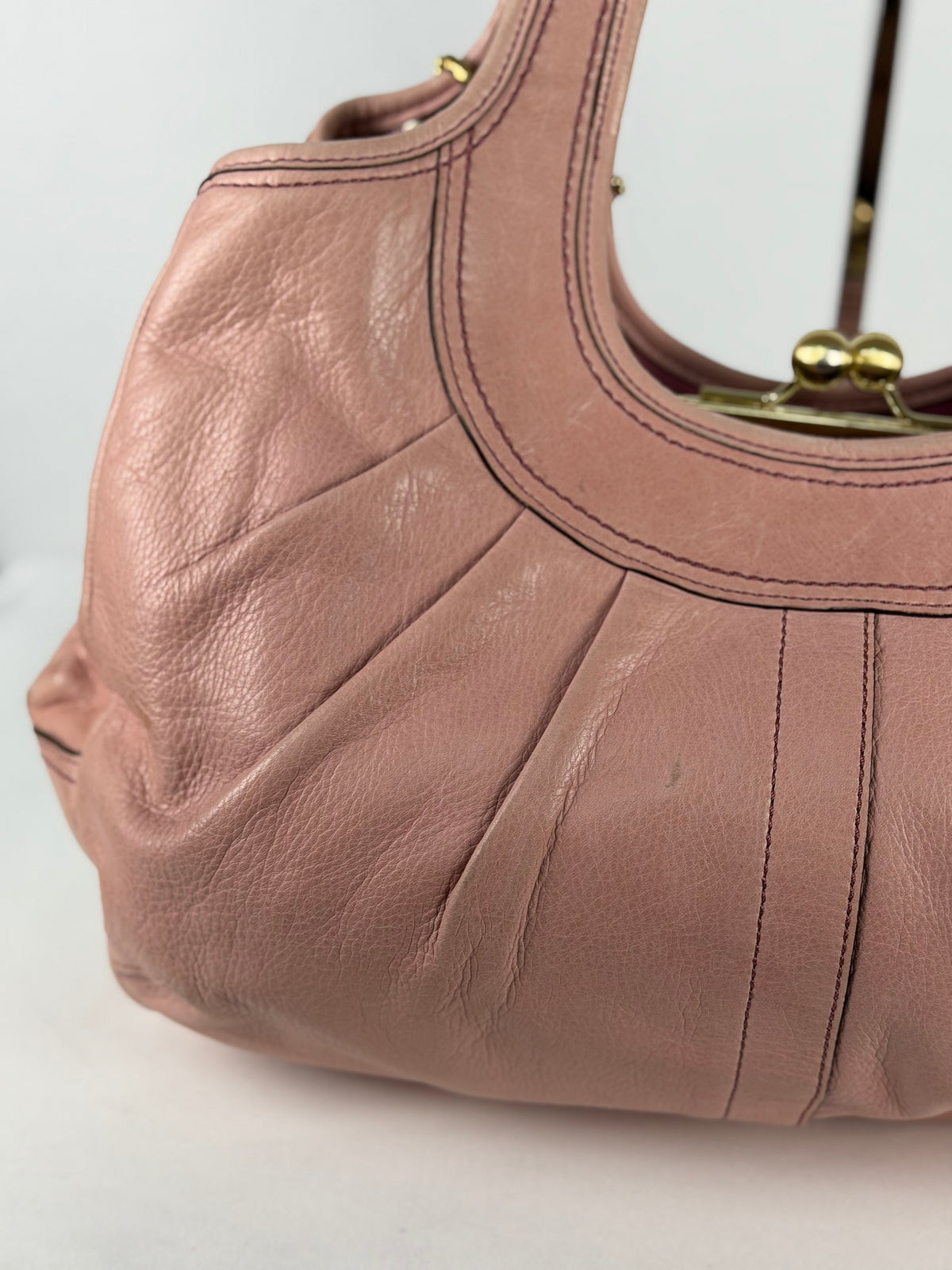 Coach 12248 Ergo Kisslock Baby Pink Leather Shoulder Bag