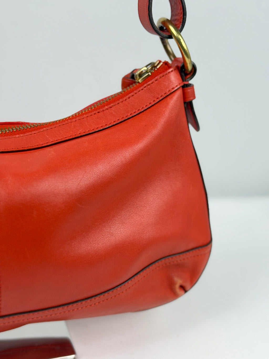 Coach F24404 Red/Orange Leather Shoulder Bag
