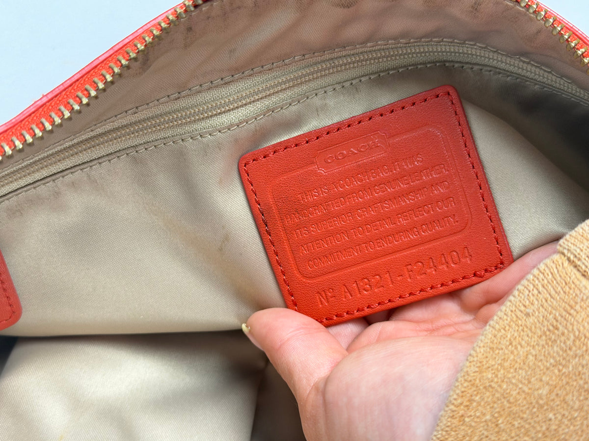 Coach F24404 Red/Orange Leather Shoulder Bag