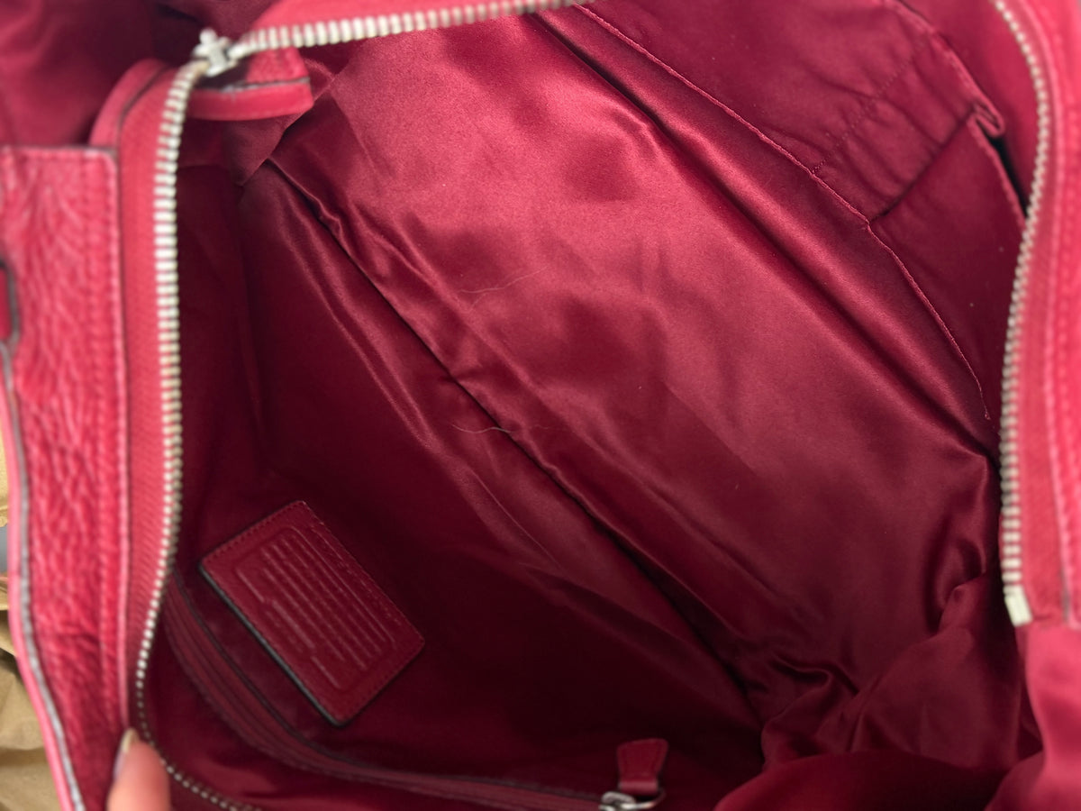 Coach F23284 Pink/Red Pebbled Leather Shoulder Bag