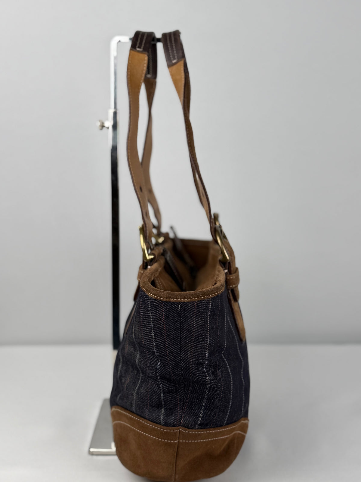 Coach 9529 Denim Pinistripe Shoulder Bag