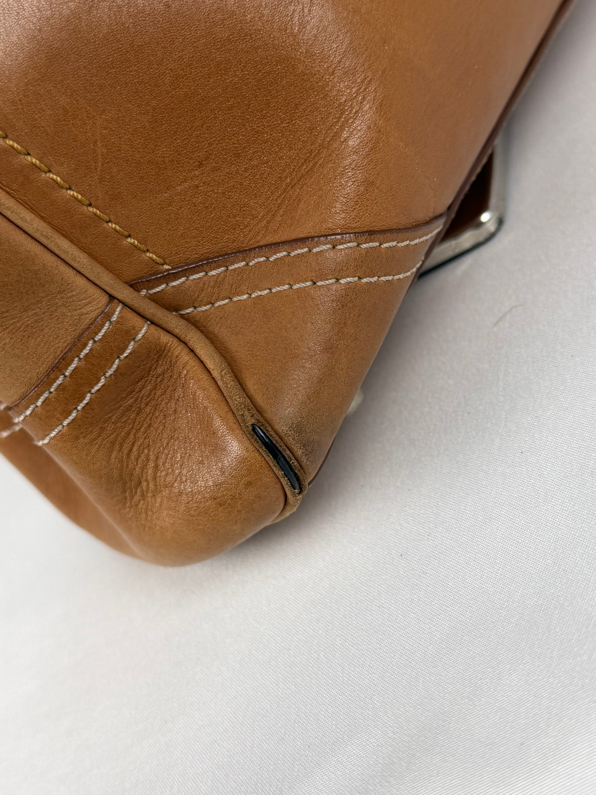 Coach 8A70 Hampton Clip Brown Leather Shoulder Bag