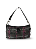 Coach F17670 Poppy Tartan Pink and Black Shoulder Bag Leather Trim