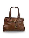 Coach 10227 Hampton Clip Brown Leather C Embossed Shoulder Bag