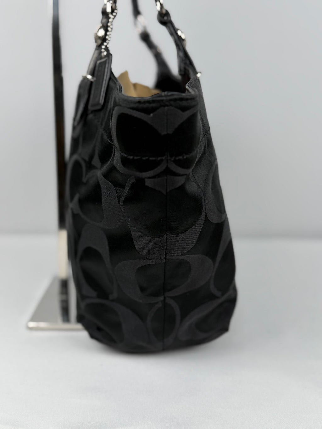 Coach F16175 Bleecker Signature black Monogram Shoulder Bag