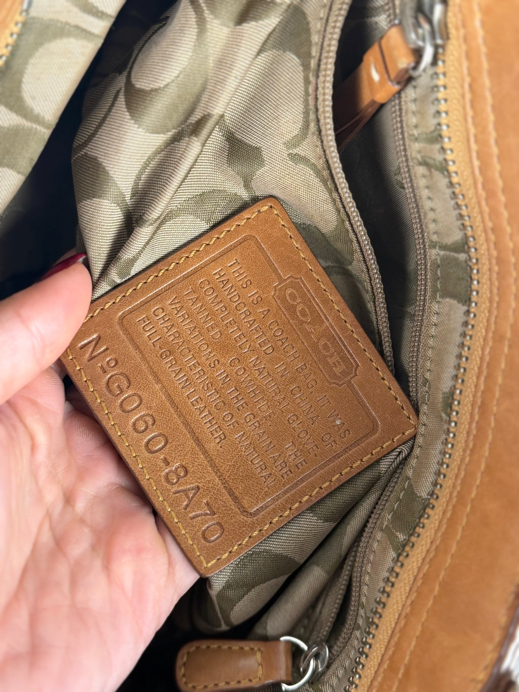 Coach 8A70 Hampton Clip Brown Leather Shoulder Bag