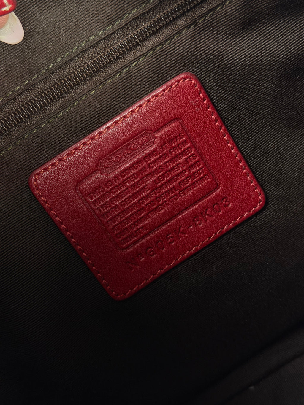 Rare Coach 8K03 Hampton Clip Red Monogram Shoulder Bag Leather Trim