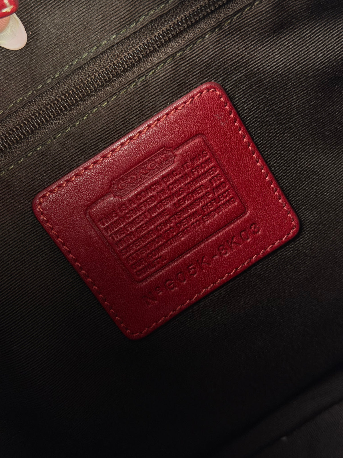 Rare Coach 8K03 Hampton Clip Red Monogram Shoulder Bag Leather Trim