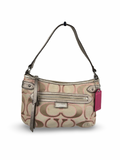 Coach F23946 Daisy Signature Monogram Pink/Beige Shoulder Bag Leather Trim