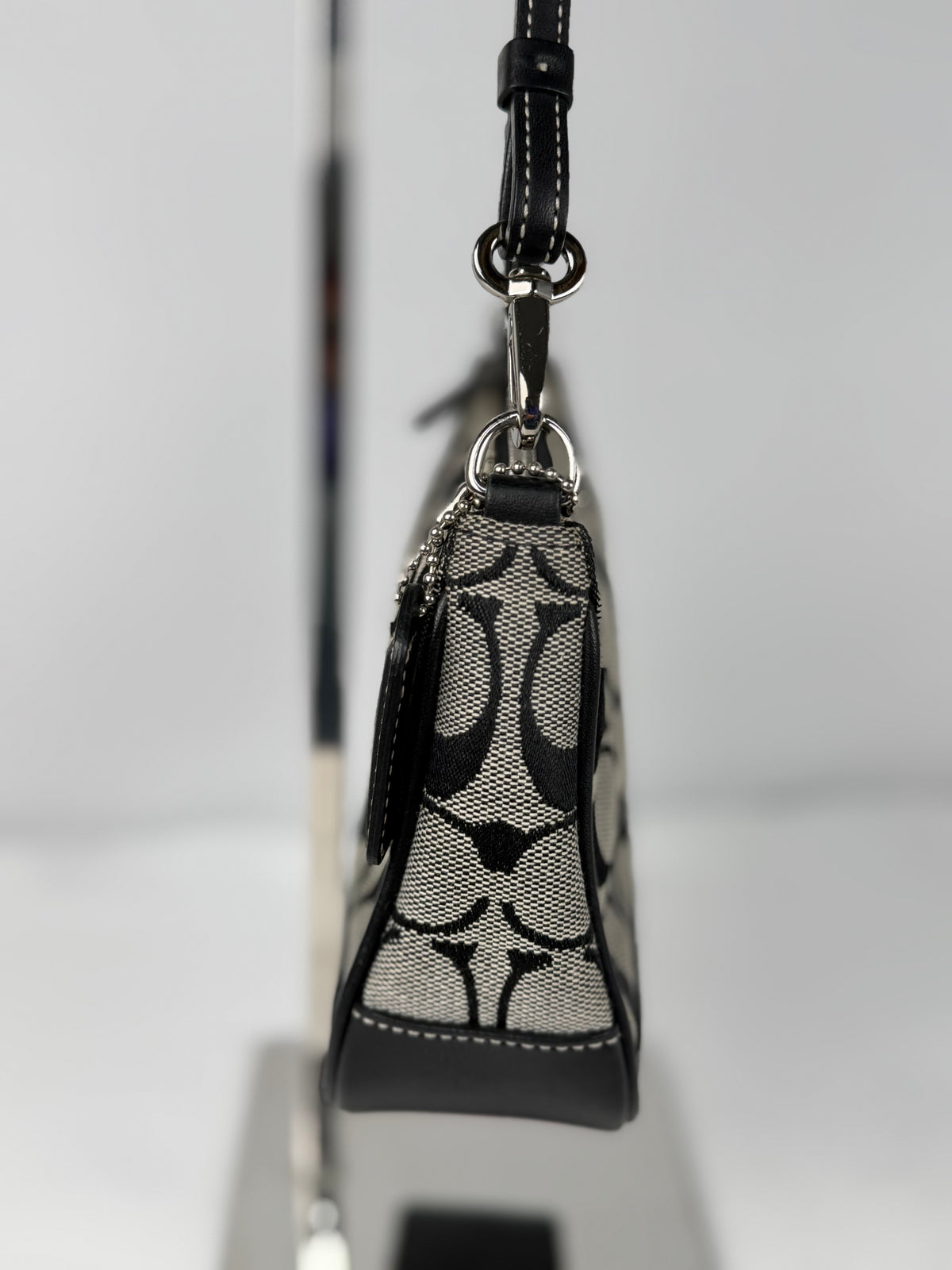 Coach 6094 Demi Signature Grey/Black Shoulder Bag Leather Trim