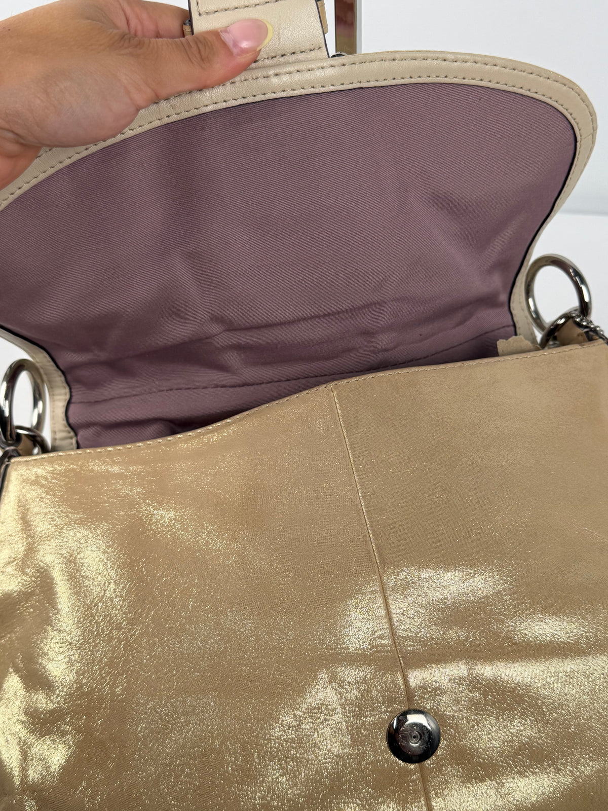 Coach F17217 Soho Beige Glitter Leather Shoulder Bag
