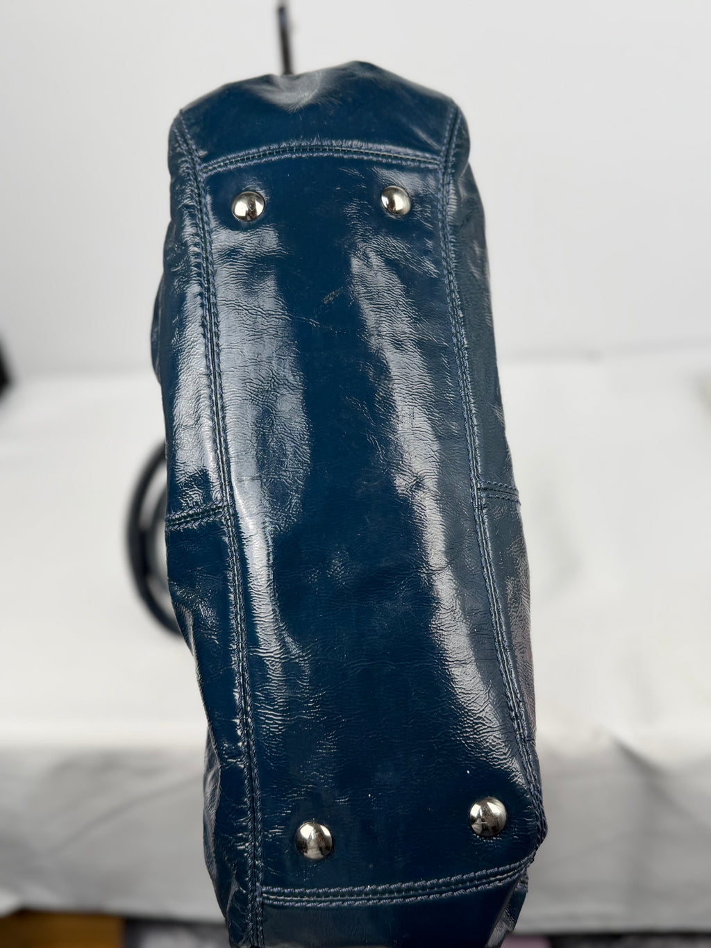 Coach 13926 Turnlock Blue Patent Leather Satchel Shoulder Bag